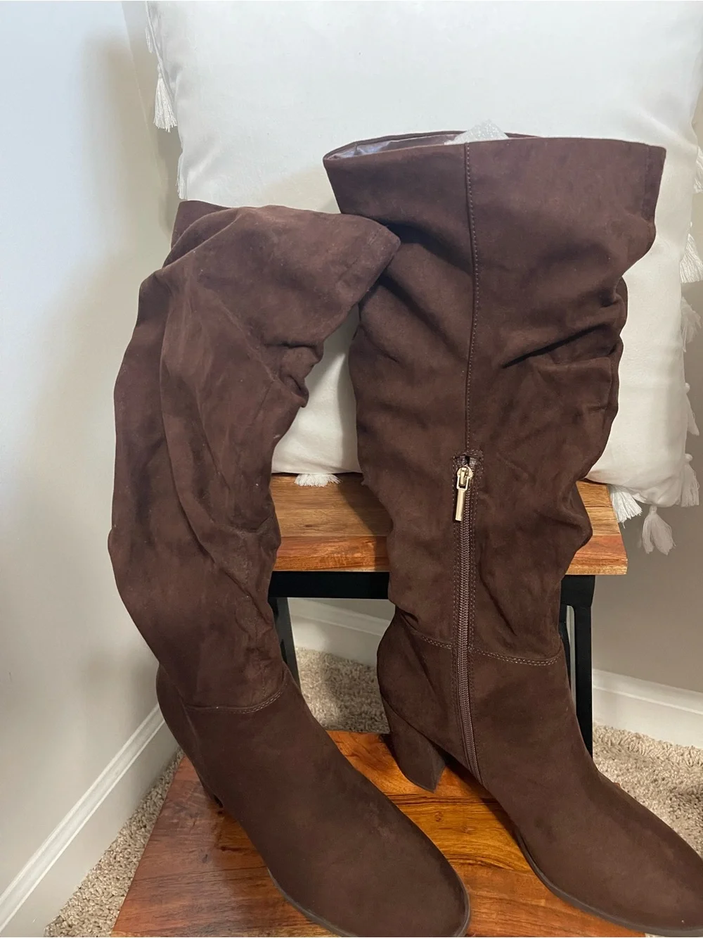 Wonderly Chocolate Brown Suede Over-the-Knee Boots